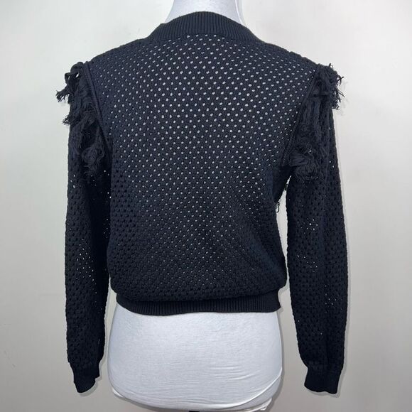MNG Open Knit Mesh Fringe Embellished Sweater - Picture 6 of 10